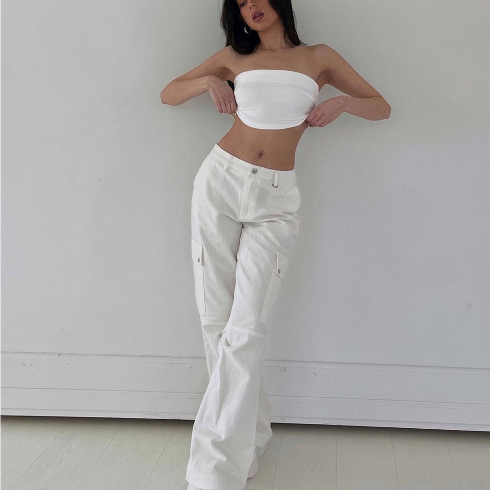 Princess Polly - FALLOUT MID RISE CARGO PANTS WHITE